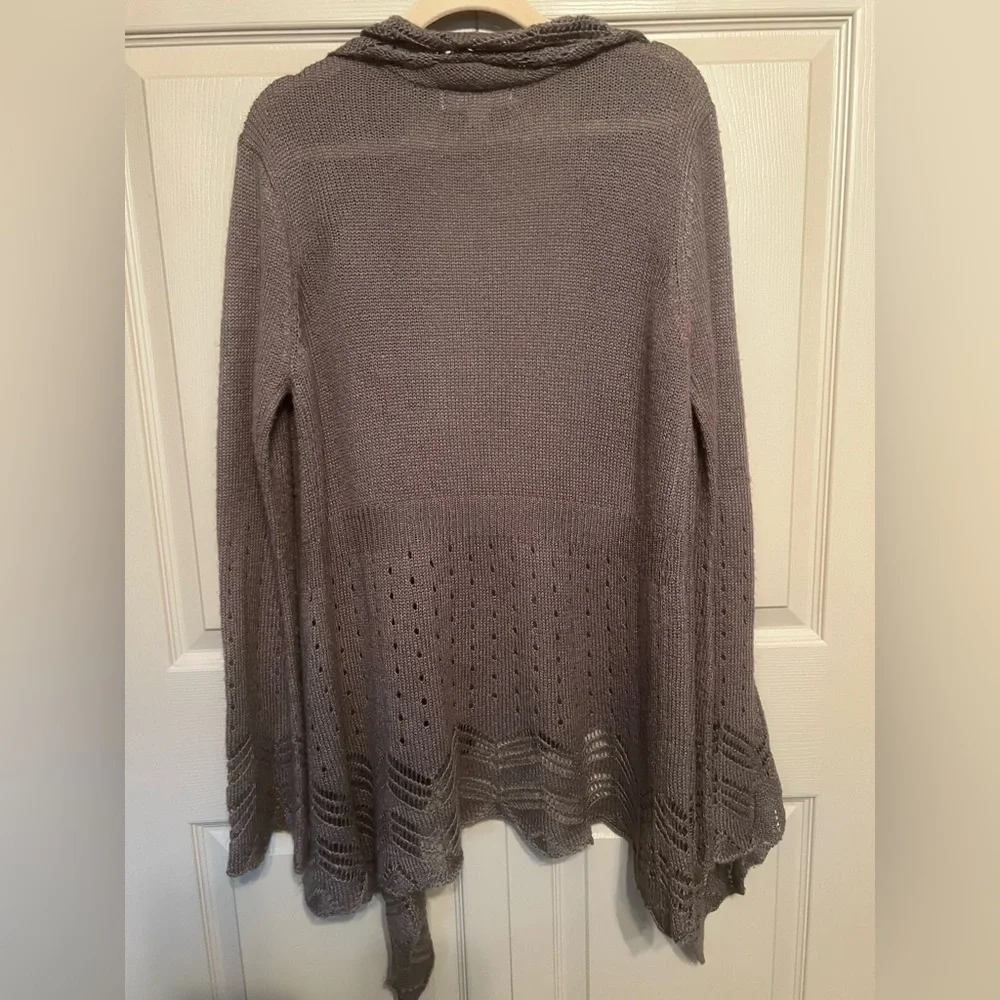 Decree Brown Ruffled Cardigan - Picture 2 of 9